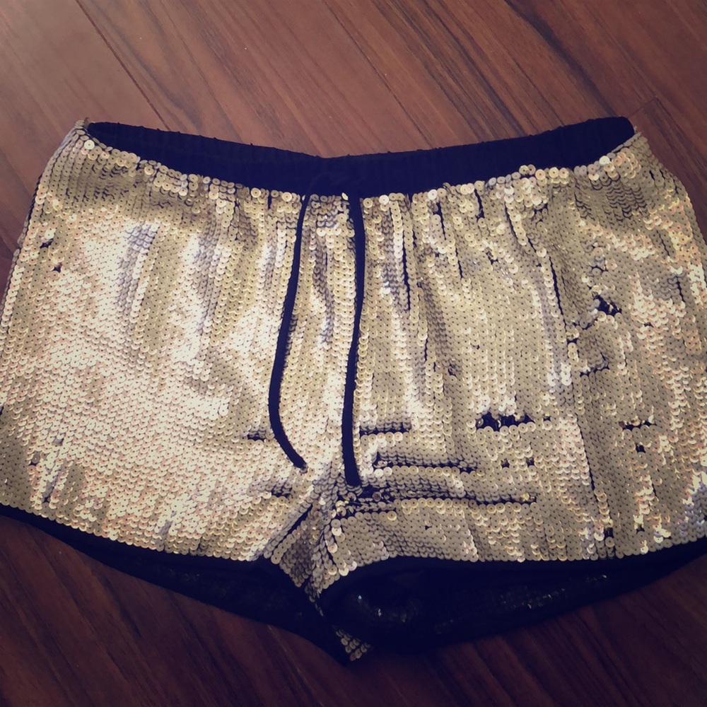 Silver sparkly sequined shorts